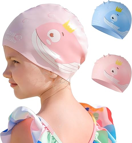 Miniatura 2 de Angel season Gorros de natación para mujer, de silicona, rizado, mediano y largo, diseño ergonómico para adultos, mantiene el cabello seco