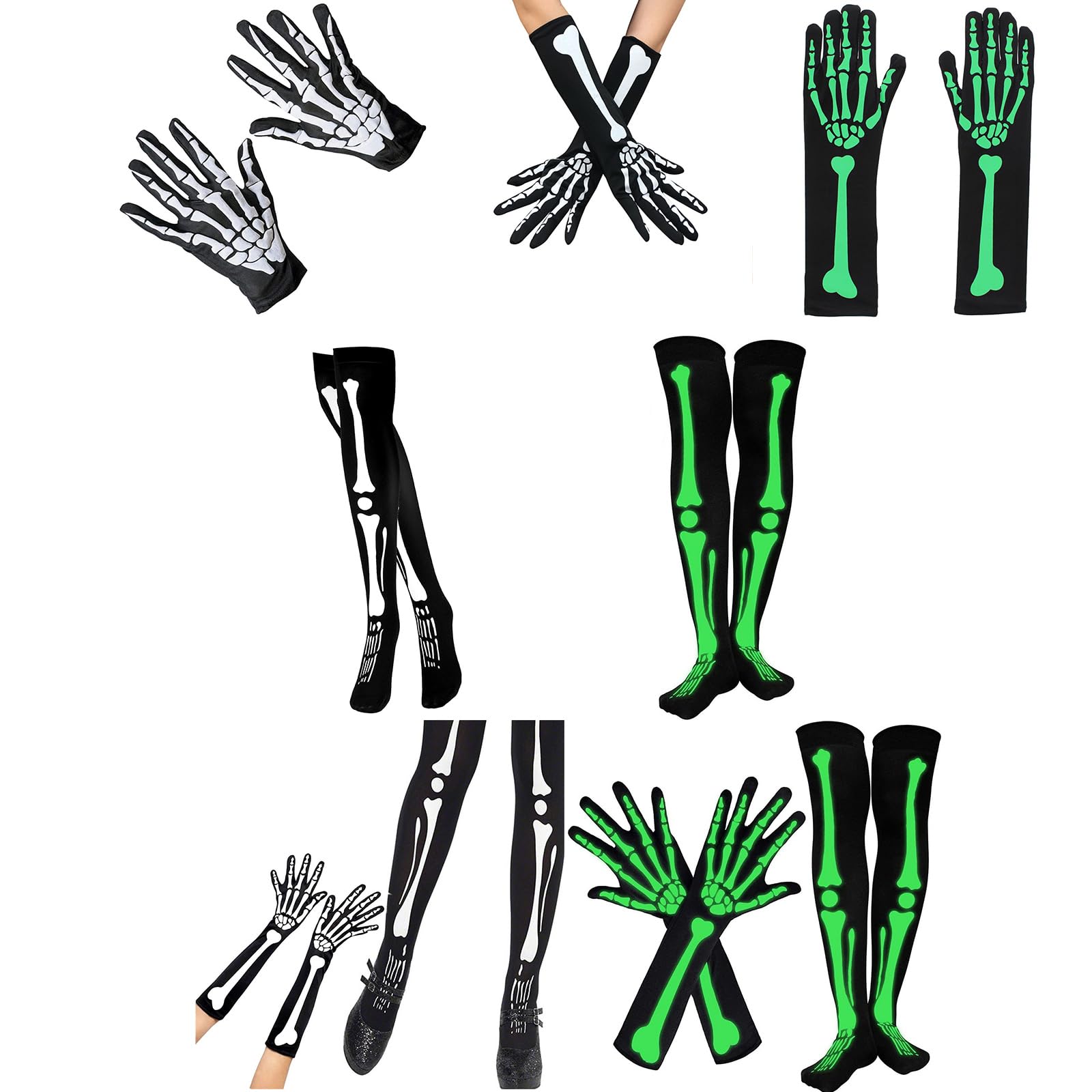 Party Skull Head Gloves Stocking Set Multipurpose Decoration Ornament For Kid Girl Boys Birthday Festival Present