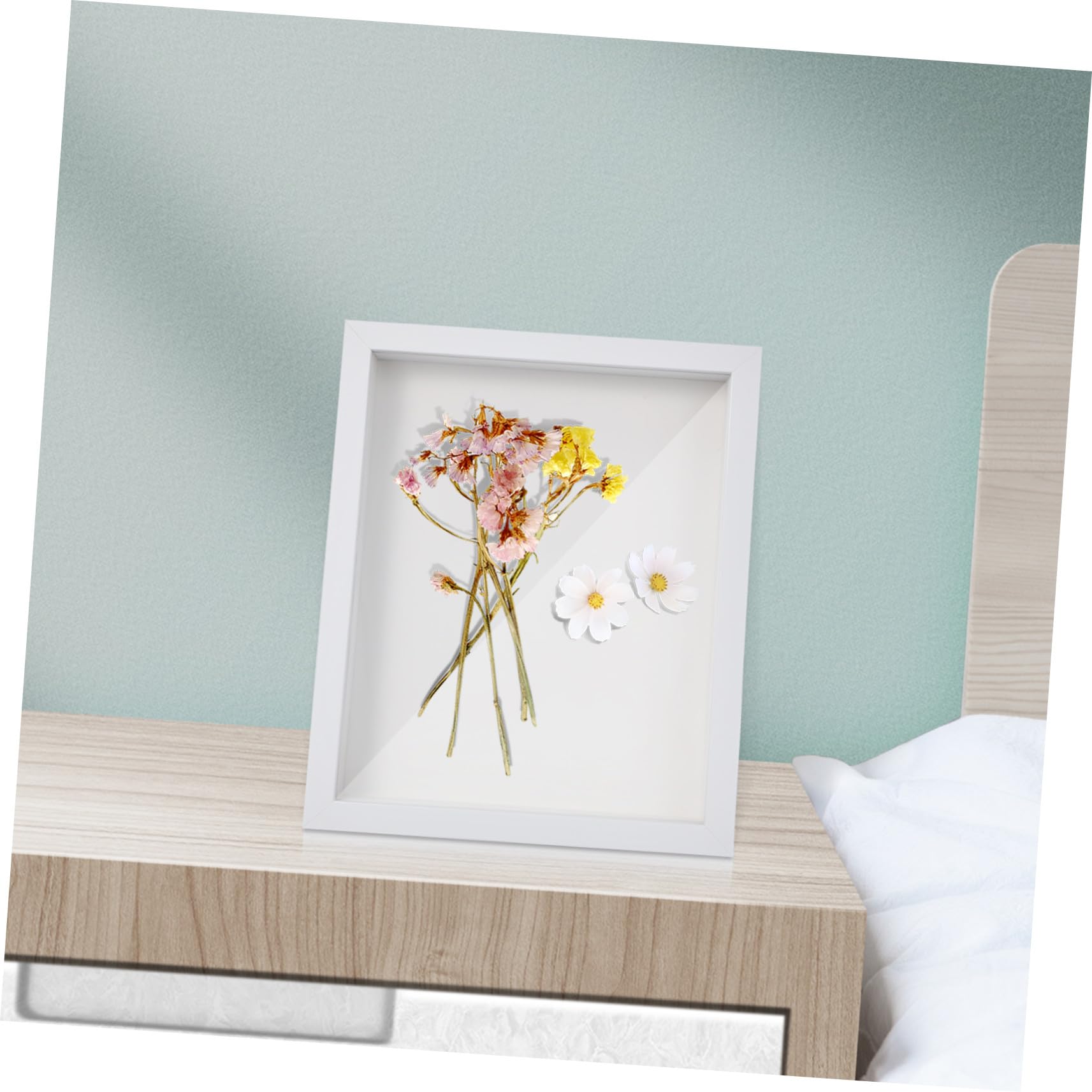 INOOMP Cornice Profonda 3d per Specchi e Ricordi in Legno Bianco Design Unico 2 Pezzi per Decorazione Ufficio e Nozze