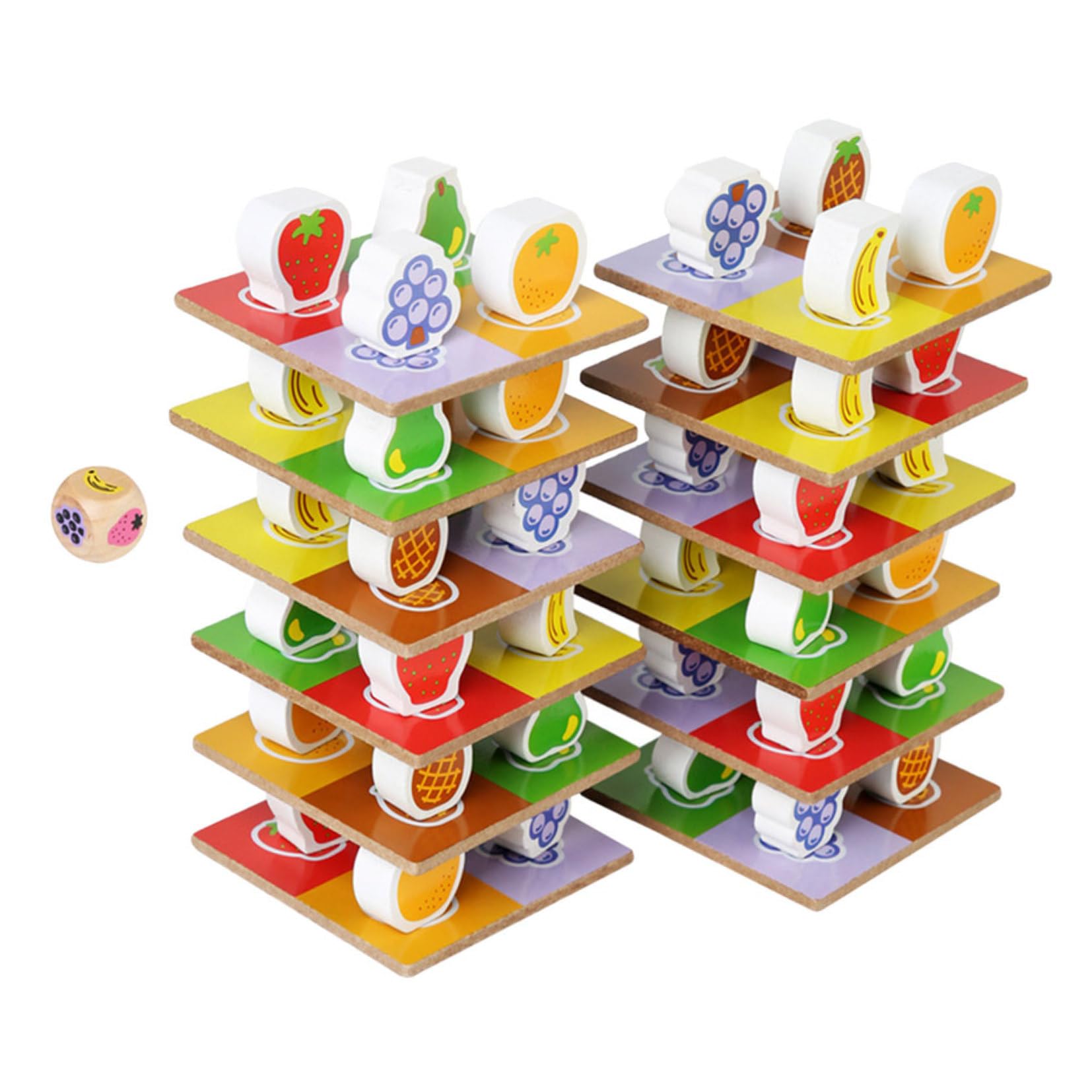 Didiseaon Legno Impilabile con Frutta Educativo per Blocchi Bilanciati per Stimolare Creatività Coordinazione e Adatto Mani Piccole e Attività Montessori
