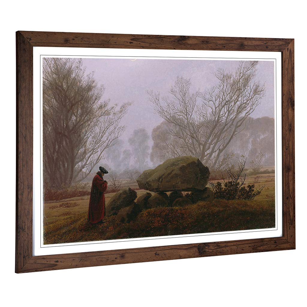 Big Box Art Framed Print of Friedrich Caspar David A Walk at Dusk Design | Wall Art Picture | Home Decor for Kitchen, Living Room, Bedroom, Hallway, Walnut, A2 / 24.5x18 Inch / 62x45cm