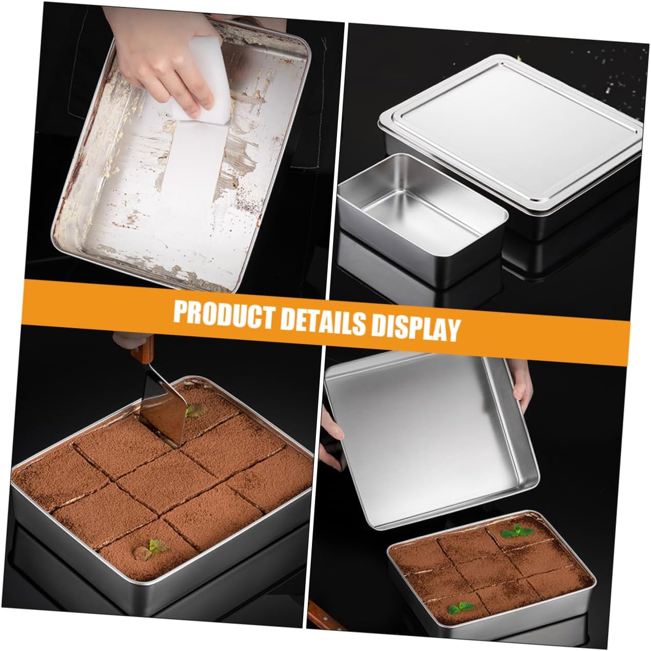 Garneck 8pcs Stainless Steel Baking Loaf Pans Non-stick Dessert Molds for Bread Cake and Toast and Kitchen Bakeware No Lid