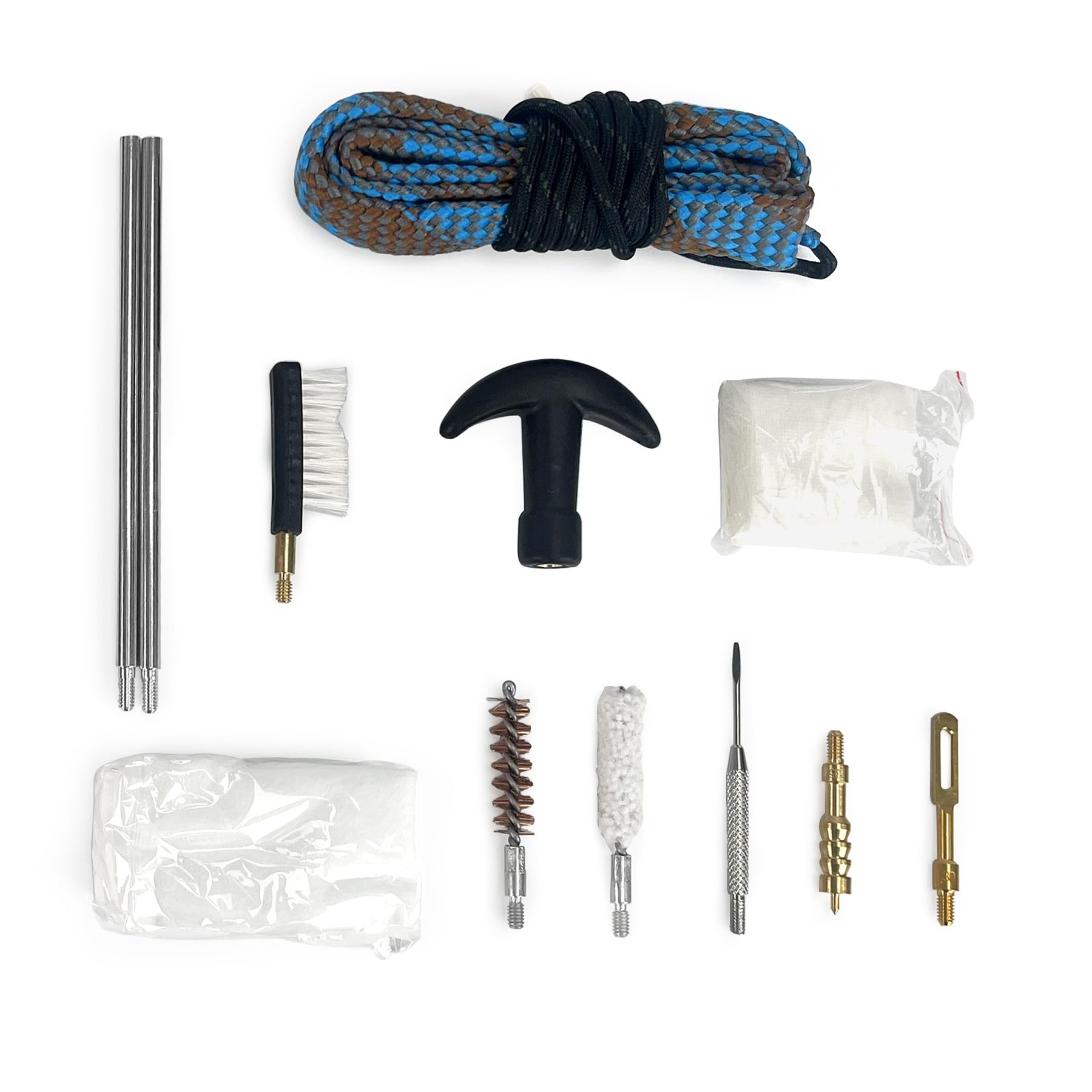 GUGULUZA Waffenreinigungsset für .357cal 9 mm Pistole, mit Laufreinigungsschnur, Bürstenset, Putzstock und Patchhalter