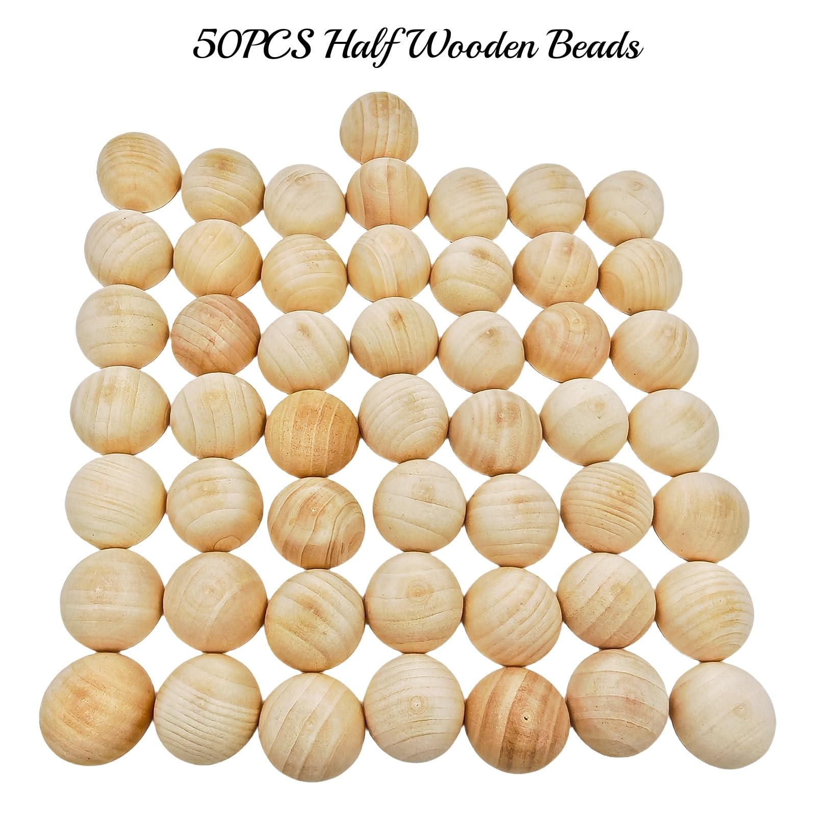 50 Pezzi Mezze Sfere Legno 35mm Naturale Non Trattato - Palline Legno Spaccate per Fai da Te Artigianato e Decorazioni