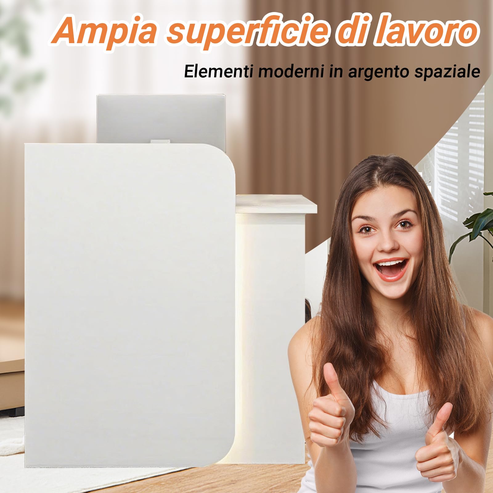 Bancone Negozio Cassa Tavolo, Reception Estetica, Banco Reception Ufficio, per Ufficio,Hotel,Negozi di Abbigliamento,Pasticcerie,Frutterie(Nero)