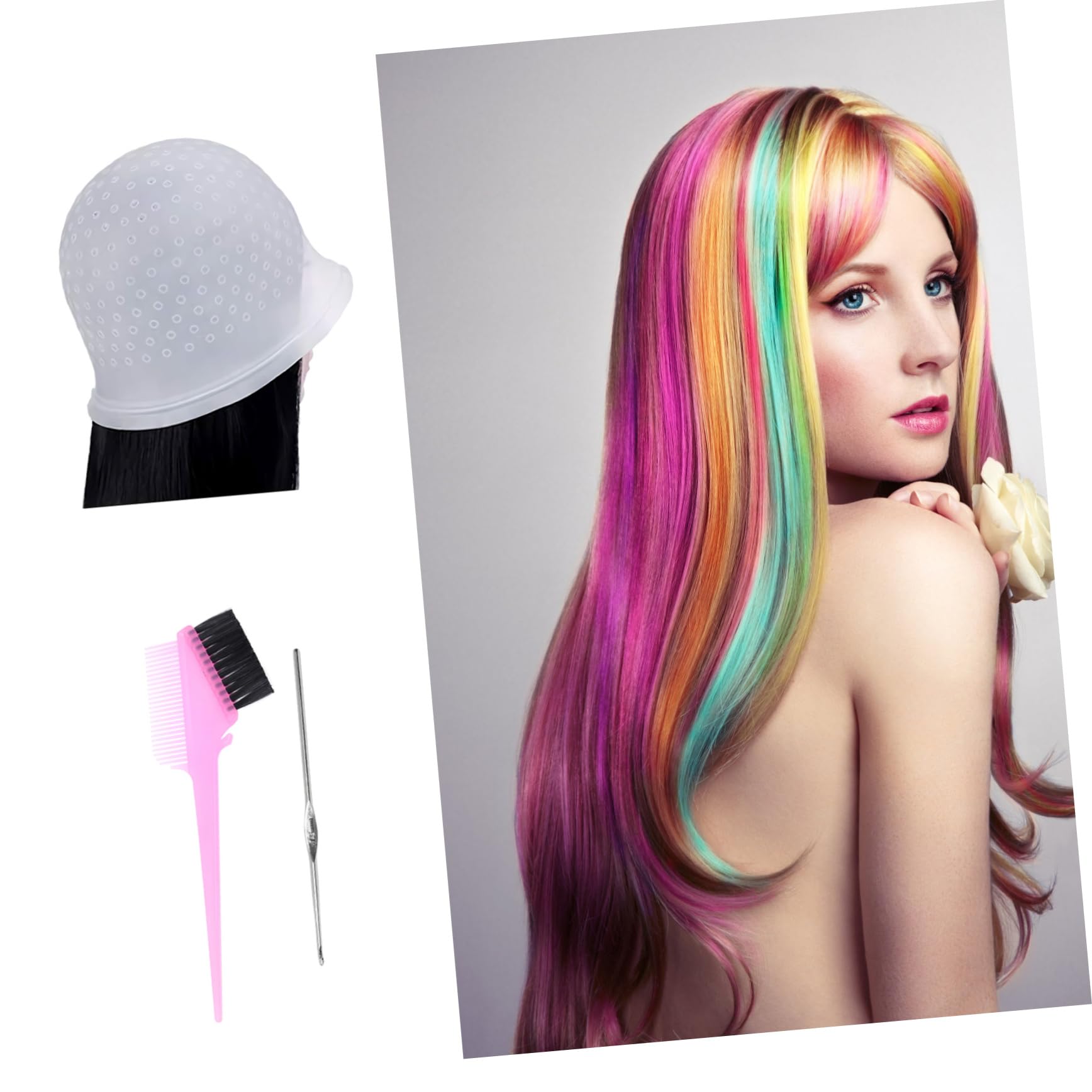 11 Stück Haarfärbeset Silikon Mit Häkelnadel Für Highlights Haarfärbepinsel Haarkappe Zum Strähnen Und Färben Für Private Und Professionelle Anwendung