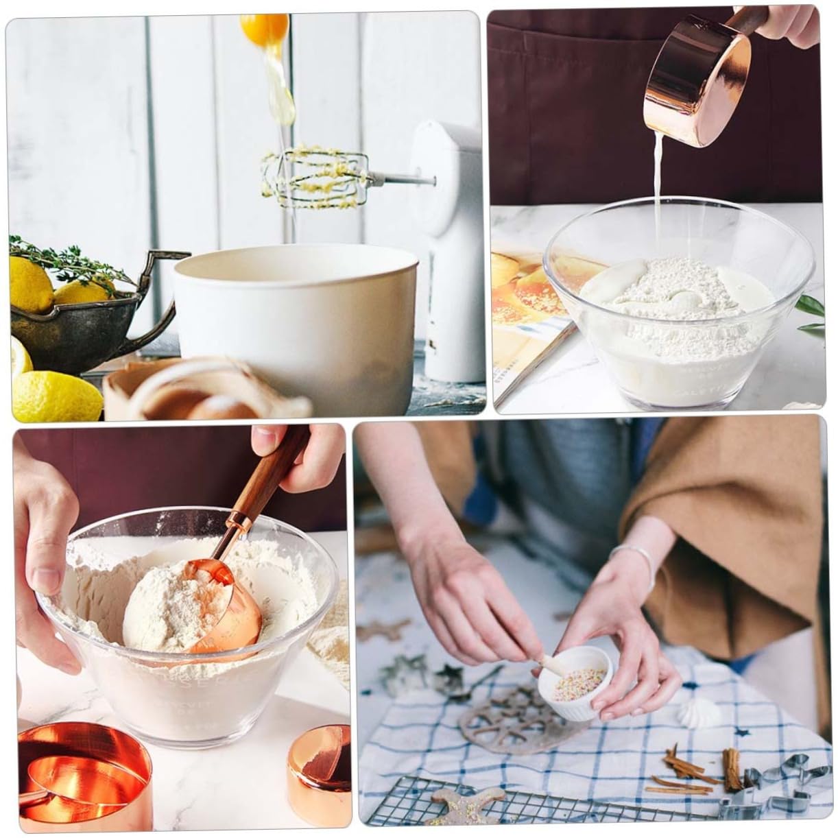 Juego de 8 Cucharas y Tazas Medidoras de Cocina en Acero Inoxidable