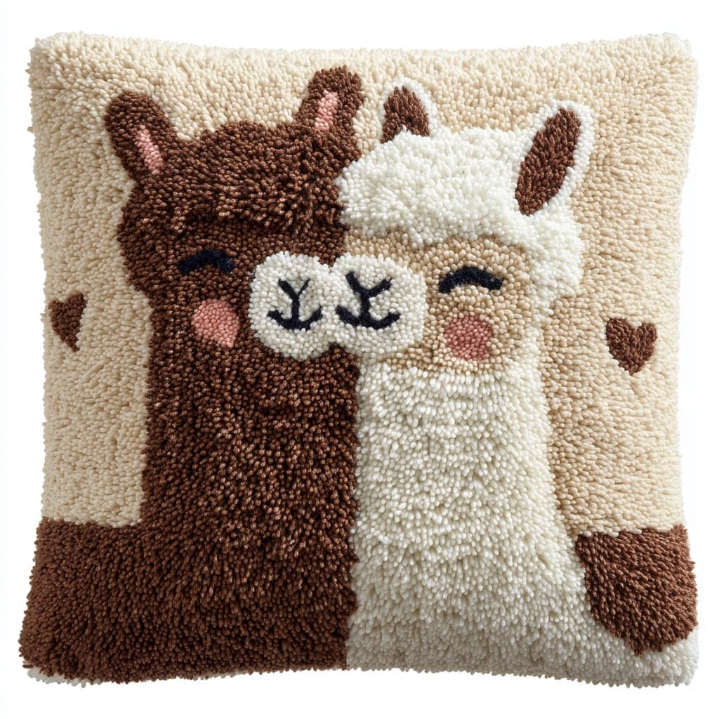 Wallustrioaw Latch Hook Cushions-H Latch Hook Pillow Case Kits,Animal Alpaca