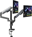 Fydeamer Single Monitor Arm, Heavy Duty Gas Spring Mount with Height Adjustment & Tilt for 17-32 Inch Screens up to 19.8 lbs, Adjustable VESA Desk Mount with Dual Installation Options, Gray & Black