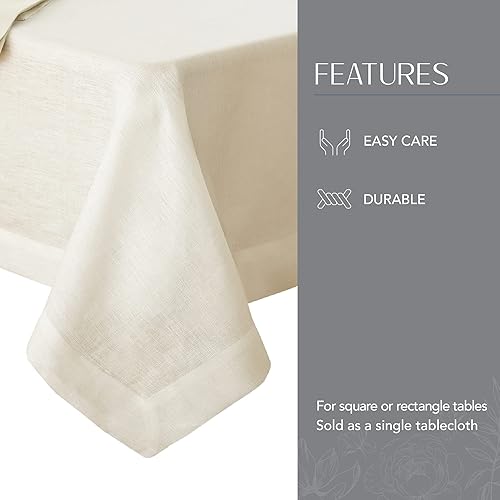 Miniatura 3 de Elrene Home Fashions Villeroy & Boch La Classica - Mantel de lino, ideal para comidas formales o uso diario, 70 x 96 pulgadas, color marfil