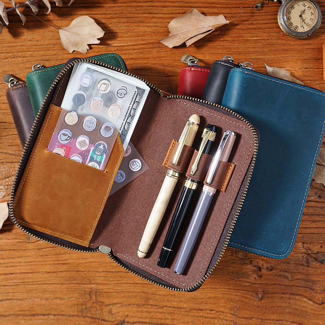 HANK レザー ペンケース コーヒー Amazon.co.jp: HANK ペンケース 大容量 レザー 筆箱 万年筆 収納