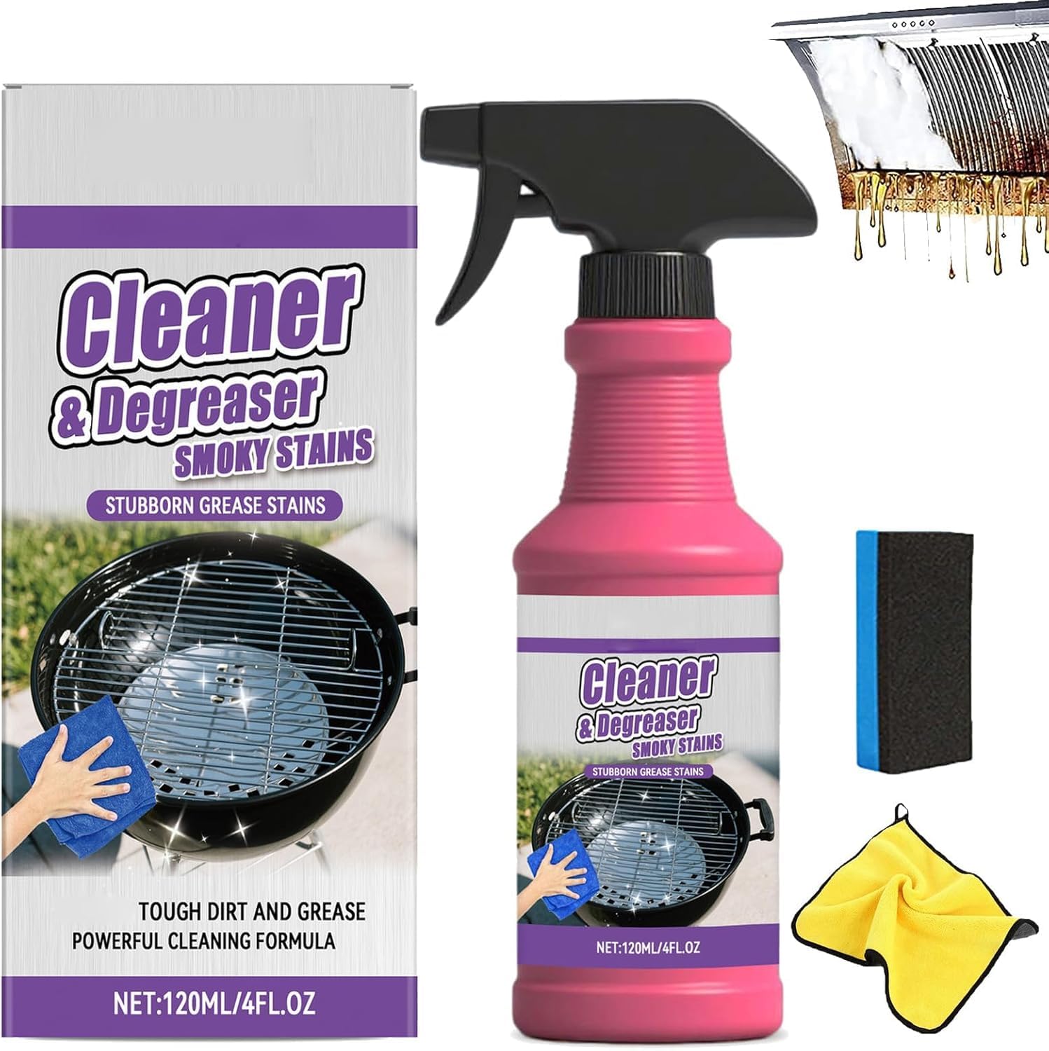 Gasgrill Reiniger, 2026 Neu Fast Acting Heavy Duty Grill Degreaser Spray, Vielseitig Küchenreiniger Oberflächenreiniger Backofenreiniger Reinigungsmittel Putzmittel für Küche Grill (1 Stück)