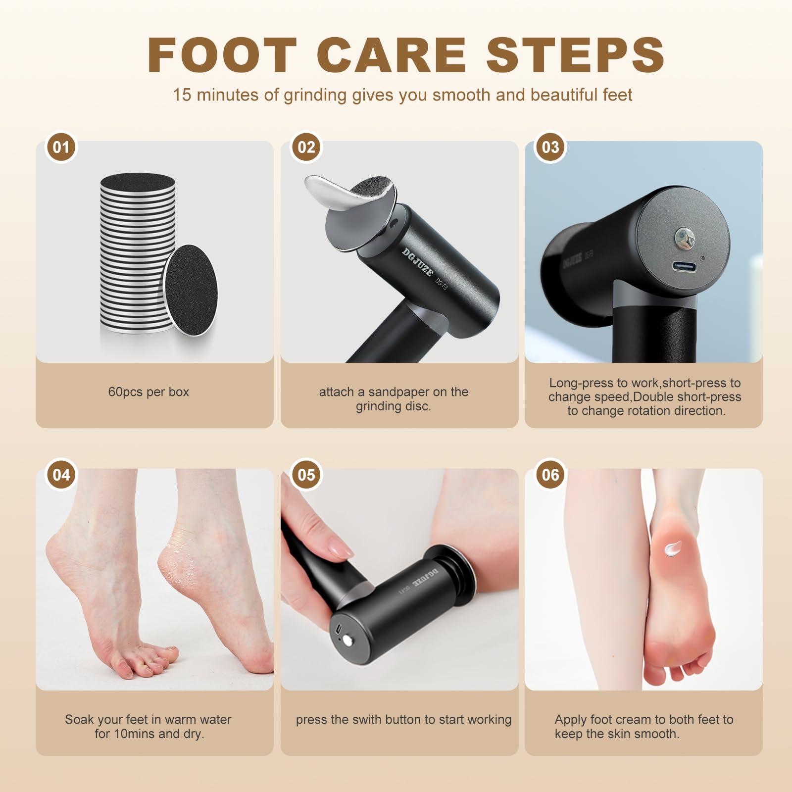 Premium Electric Foot Callus Remover, Rechargeable 3-Speed Foot File