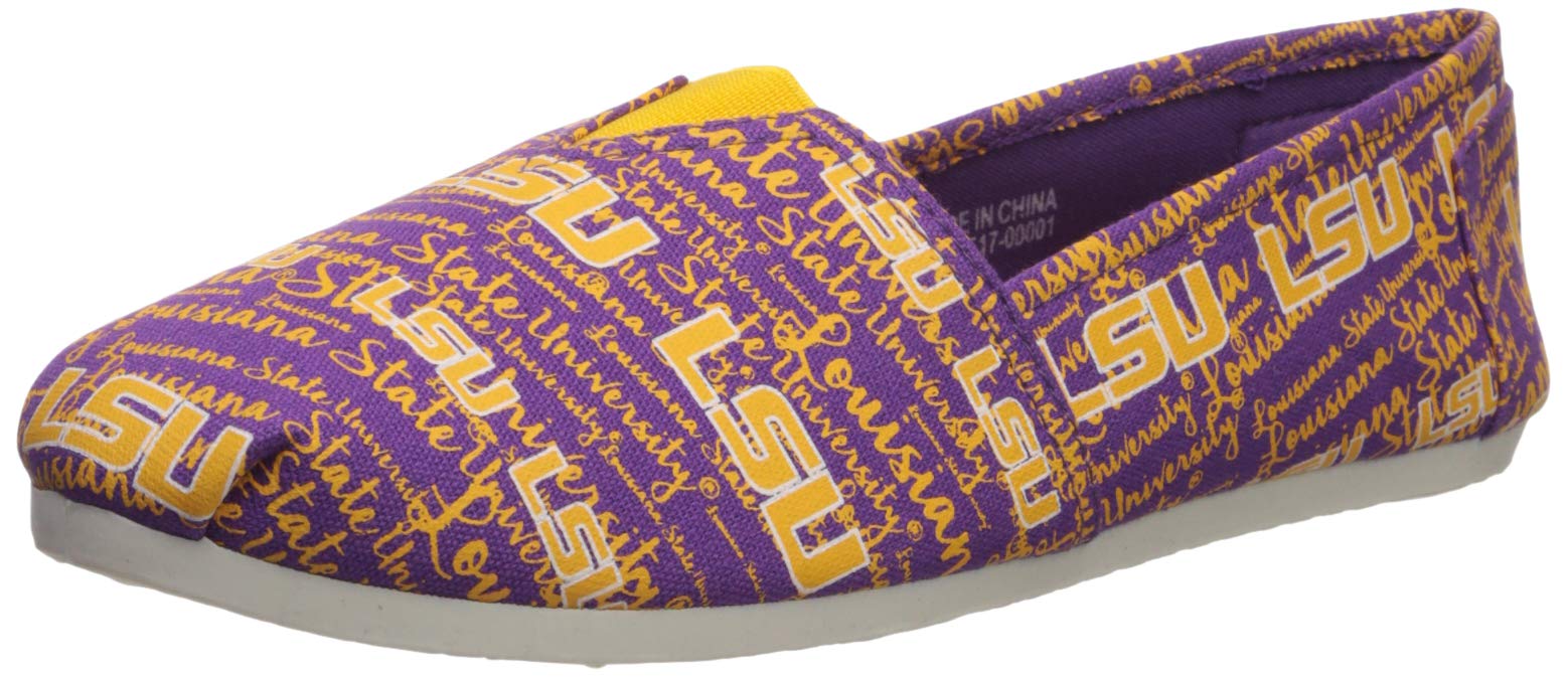 FOCO NCAA LSU Tigers Women's Script Canvas Shoe, Large, Team Color