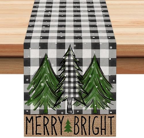 ARKENY AP467-18 - Juego de 4 manteles individuales de Feliz Navidad de 12 x 18 pulgadas, diseño de copo de nieve de árbol de invierno, arpillera de