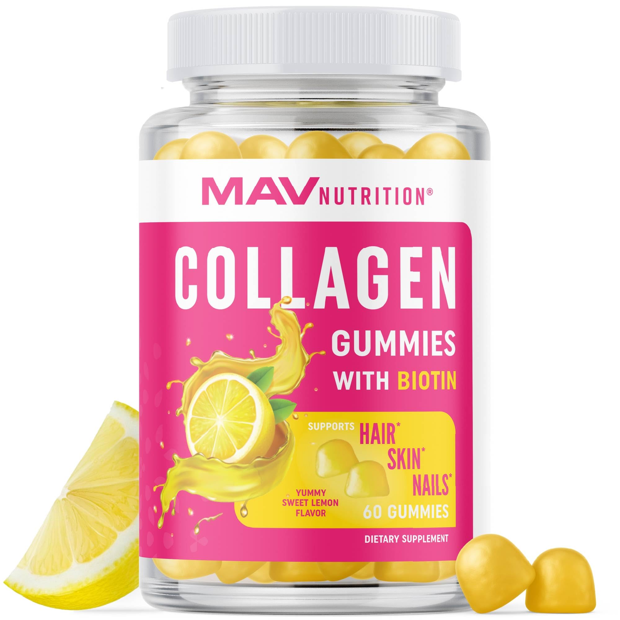 MAV NUTRITION Collagen Hair Vitamins Gummy for Men & Women,60 Count