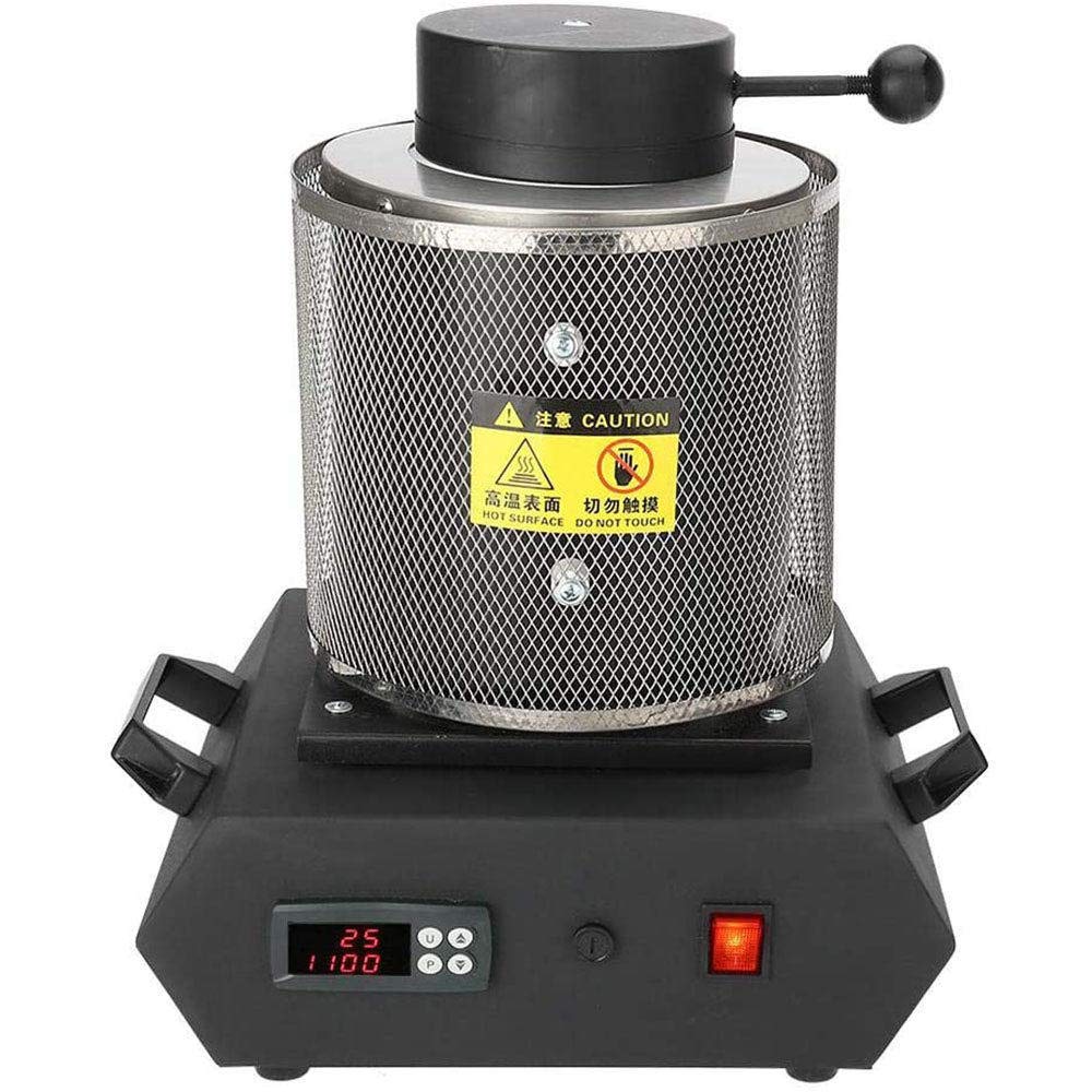 FAXIOAWA Forno per Fusione dell'oro, Forno di Fusione Elettrico Digitale 1150 ℃/2102 ℃ con crogiolo di Grafite, pinze per crogiolo Fusione Riciclaggio Raffinazione rottami, 3KG (3KG)