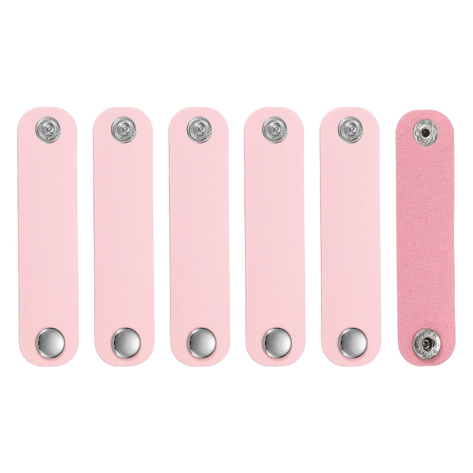 sourcing map 6 Pcs PU Leather Scarf Buckle, Silk Scarf Clip Ring Bandana Slides Clasp with Snap Button for Women Clothing Tie Ribbon Neckerchief Shawl Decoration, Pink