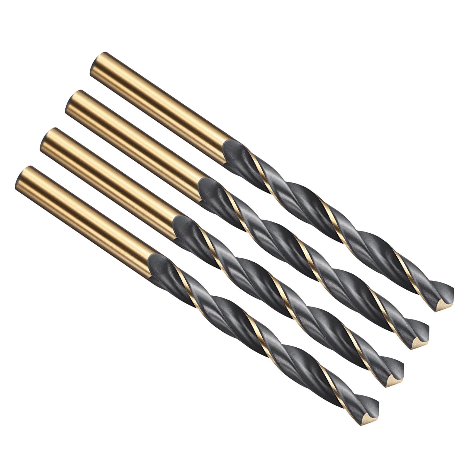 PATIKIL 7.5mm Drill Bit, Jobber Straight Shank 4341 High-Speed Steel 118° Black and Gold Finish for Medium-hard Metal Steel Acrylic - 4 Pack