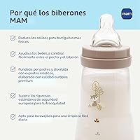 Vista 8 de MAM Biberón ventilado de cuello ancho anticólicos de fácil arranque de 5 onzas, pezón de flujo lento, reduce los gases cólicos y el reflujo, fácil