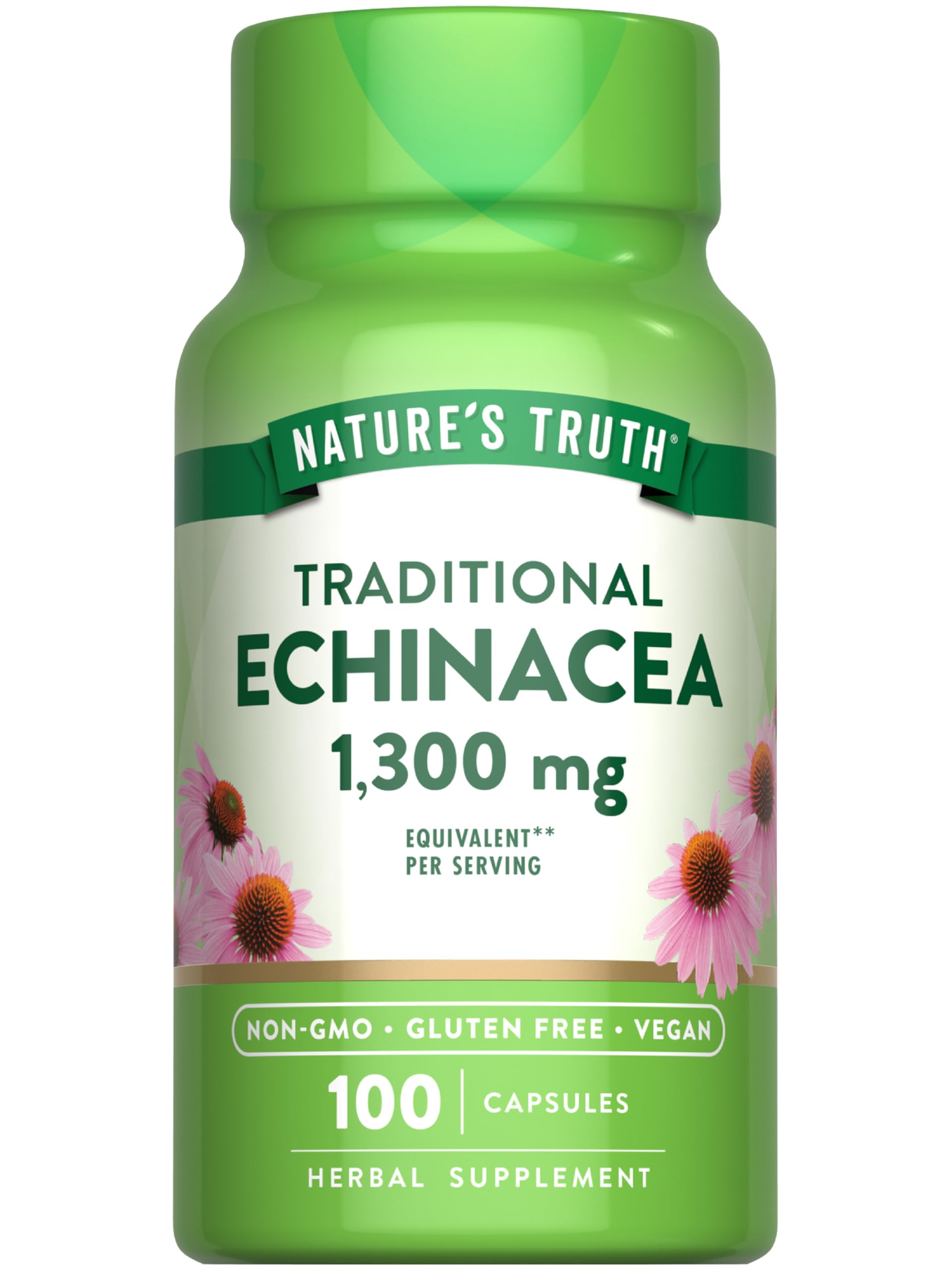 Nature's Truth Echinacea Extract Capsules | 1300mg | 100 Count | Non-GMO & Gluten Free