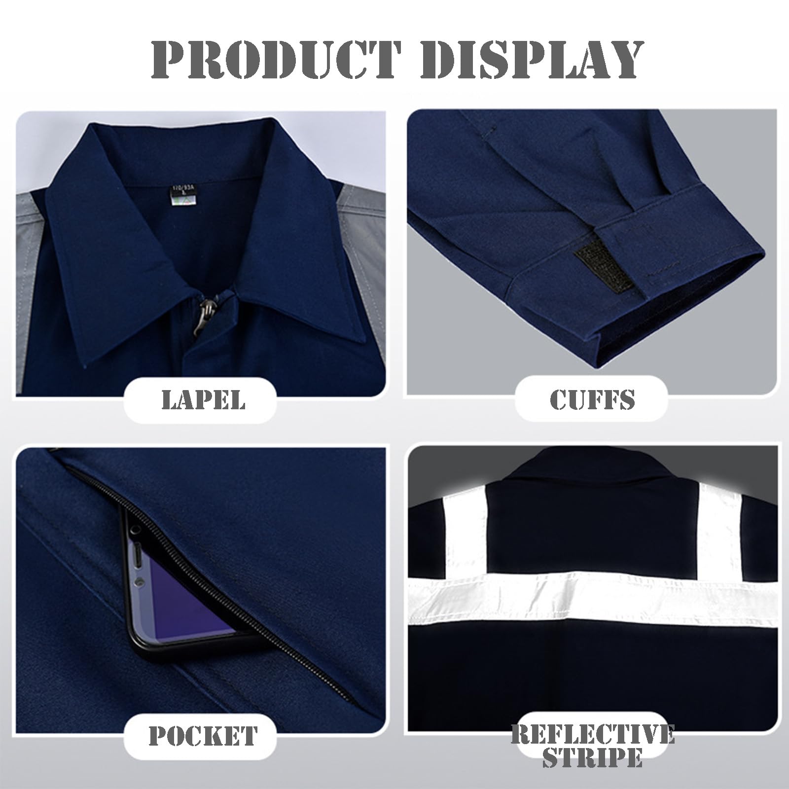 Monos De Trabajo con Raya Reflectante Y Bolsillo con Cremallera, Ropa De Trabajo De Mono De Prevención Electrostática