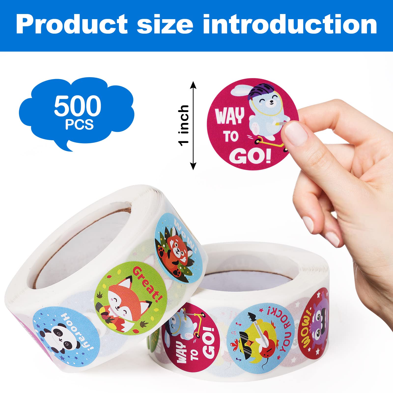 Rollo De 1000 Pegatinas Redondas De Animales Para Niños - Recompensas, Motivación En Aula, Manualidades, Decoración De Cuadernos