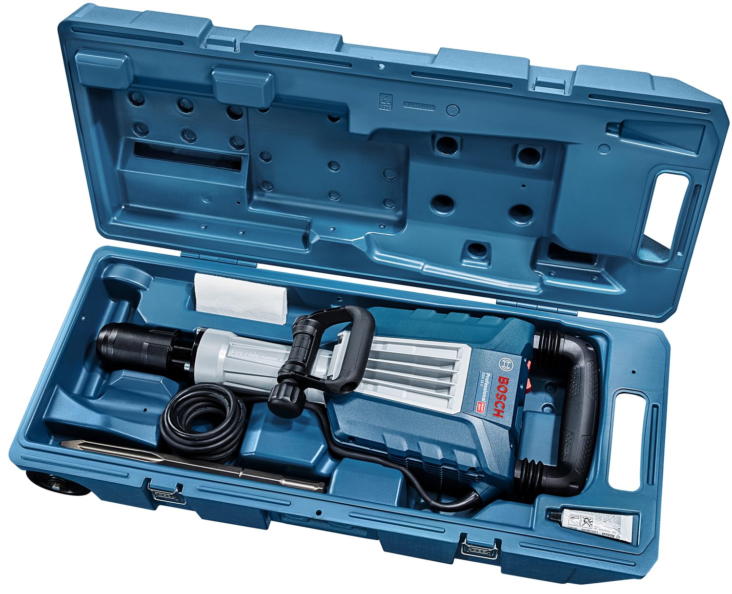Bosch Professional Martello demolitore GSH 14 C (28 J di potenza del colpo, numero di colpi 1.900 colpi/min incl. scalpello a punta, impugnatura supplementare, valigetta)