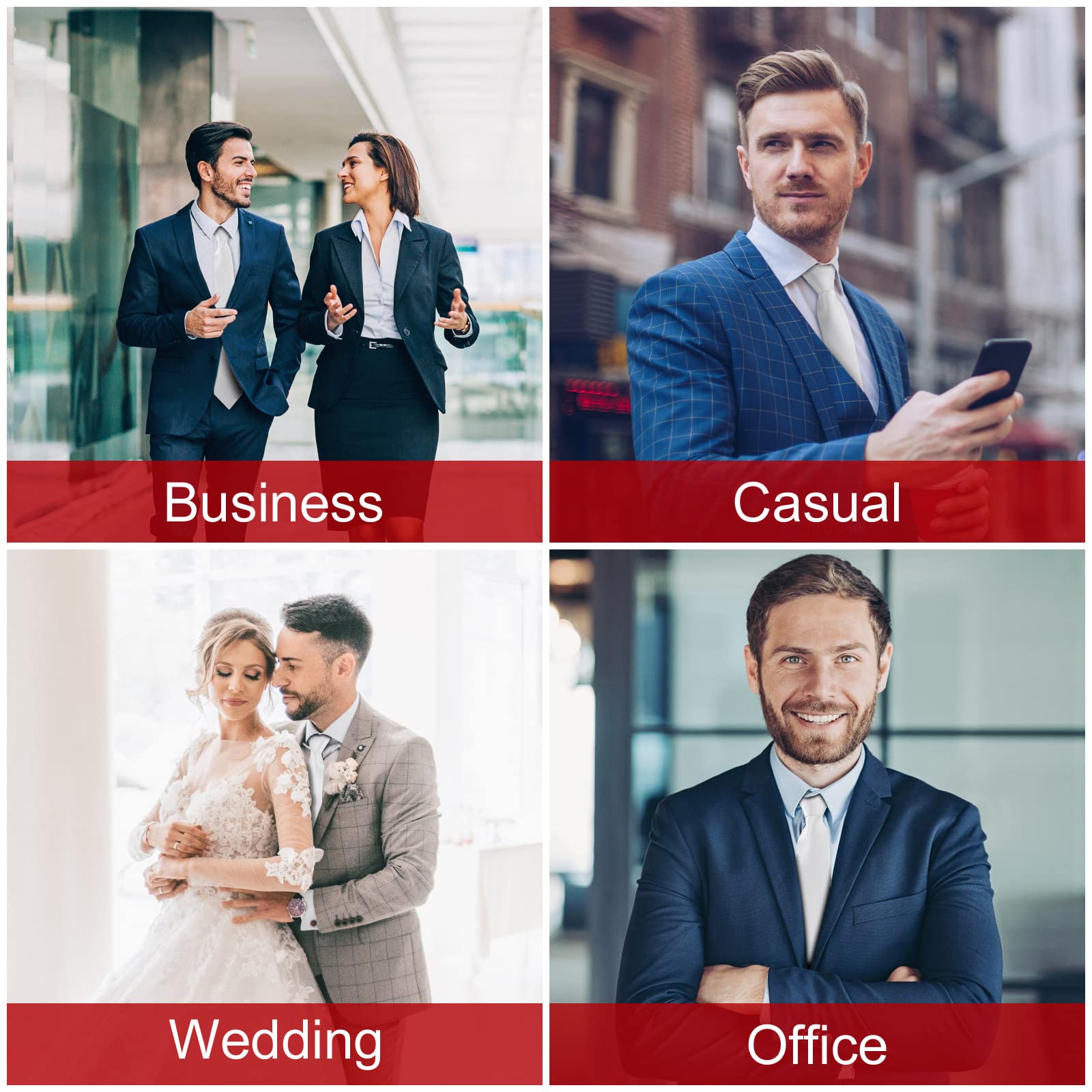 URAQT Cravatta Uomo, Cravatte Slim Uomo Eleganti Neckties, Sottile Tinta Unita Cravatta in Diversi Colori, Cravattino per Lavoro, Festa