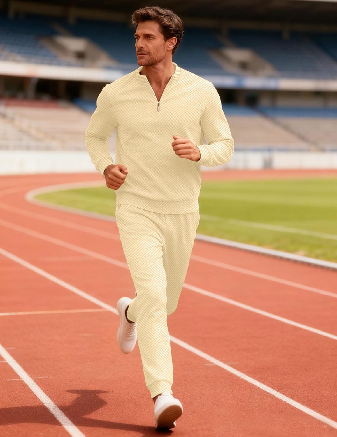 Bealin Mens Track Suits 2 Piece Long Sleeve Zip Polo Shirts & Sweatpants Textured Athletic Sweatsuit Casual Joggers Sets - Image 4