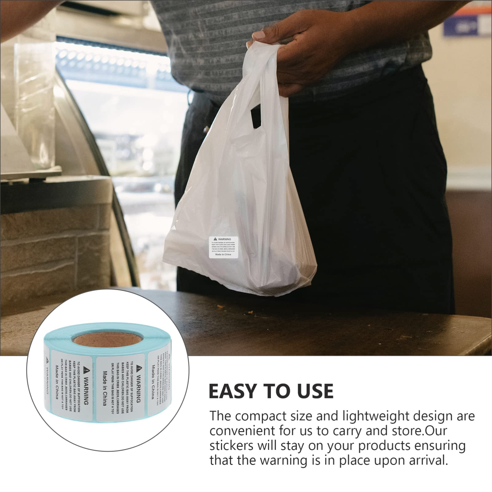 Hemoton Easy Peel Suffocation Warning Stickers 800pcs Self-Adhesive Sign for Smooth Surfaces