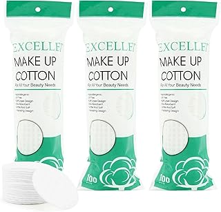 100% Cotton Rounds for Face, Makeup Remover Pads for Face 300 Count Premium Organic Cotton Rounds, Pearl Cotton Sheet,Hypo...