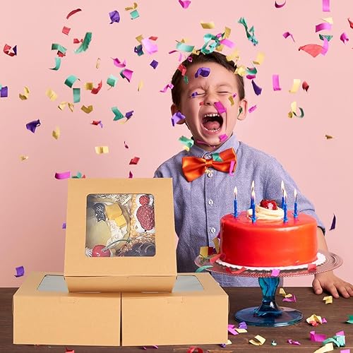 Miniatura 7 de 100 cajas para magdalenas, 4 recipientes para cupcakes, cajas de papel kraft marrón para cupcakes, cajas de golosinas con inserto, 4 cavidades para