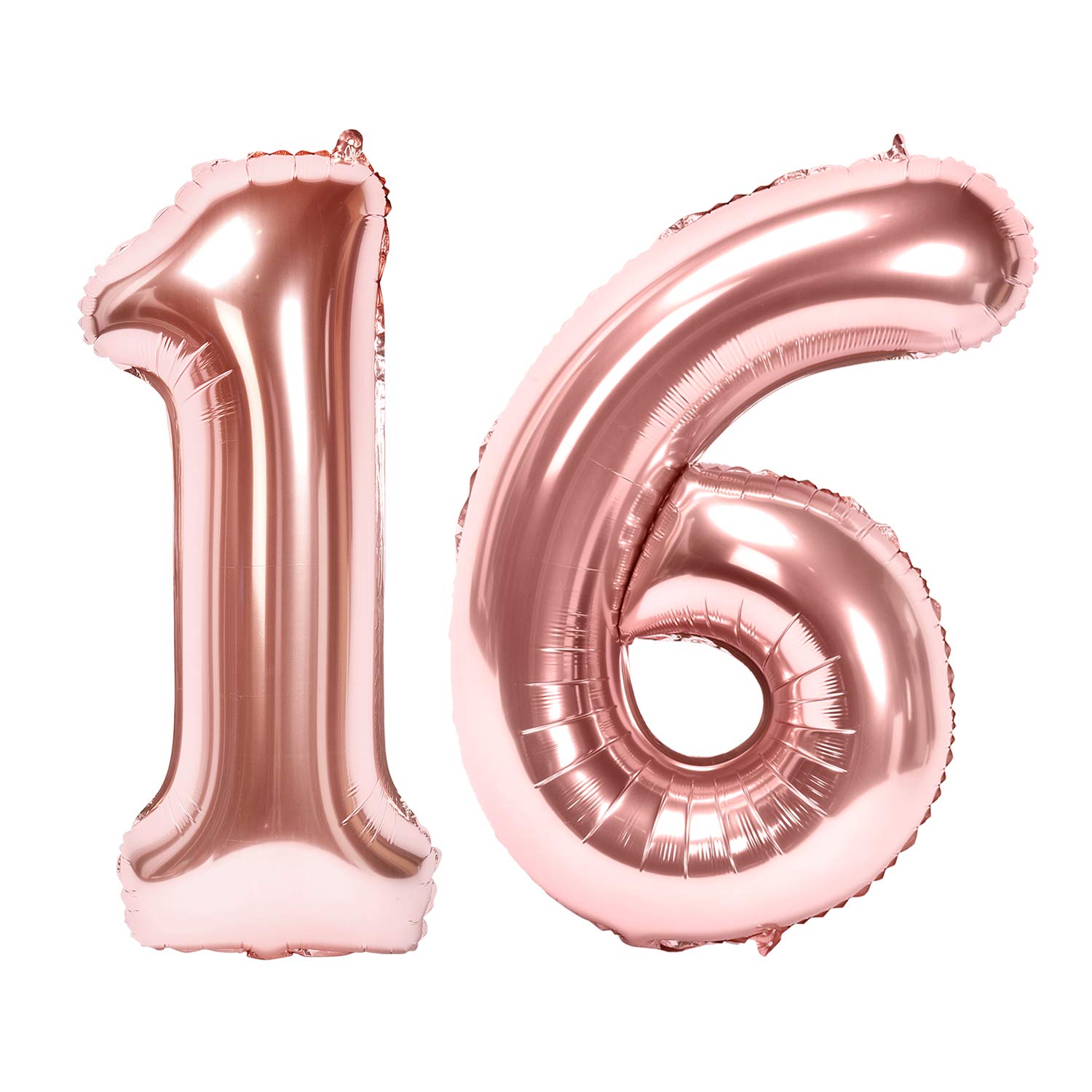LOHECO® Ballonnen Cijfer 16 Jaar Rosé Goud Verjaardag - Folie