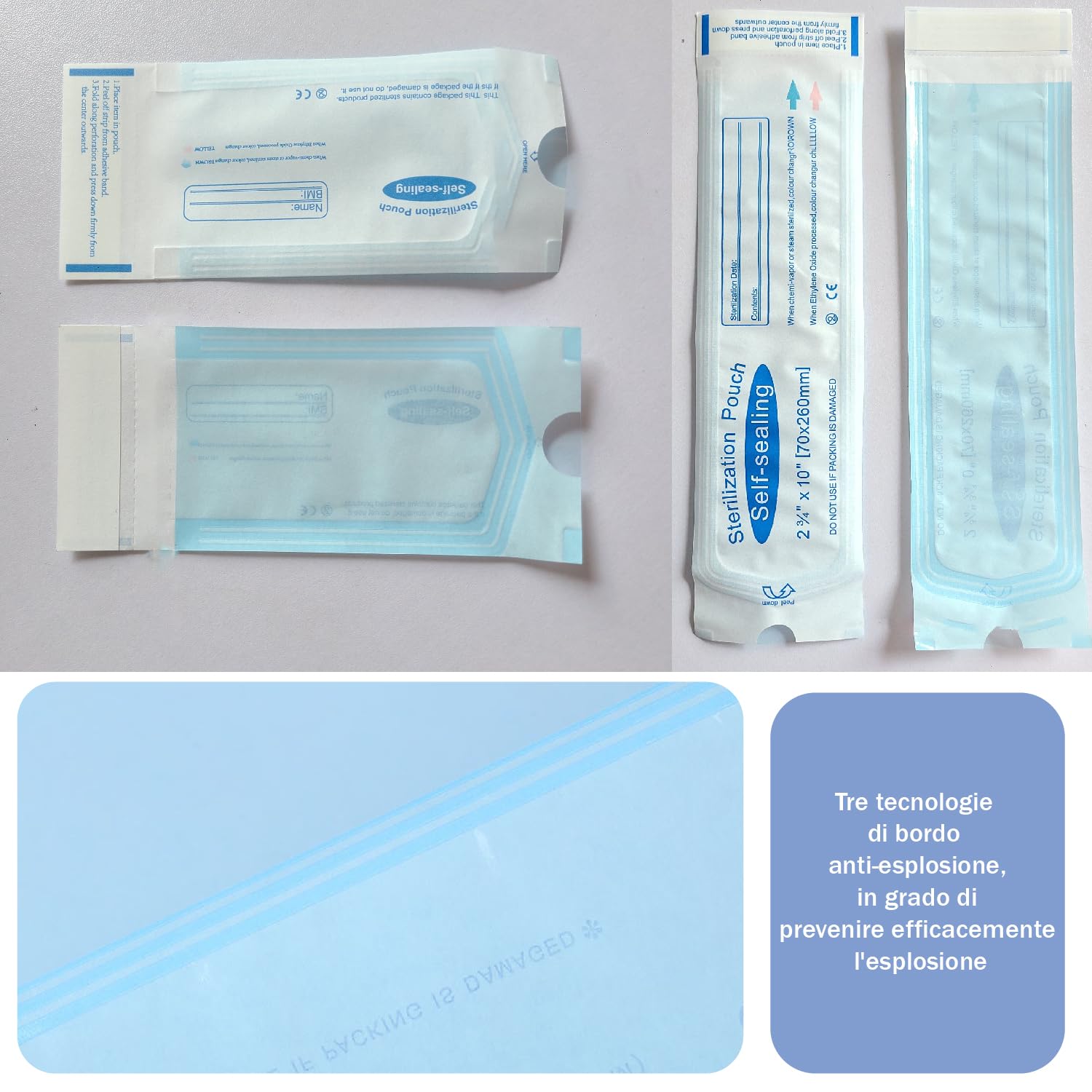150 Pezzi Sacchetto Di Sterilizzazione, Acchetti Sterili in PVC, Sacchetti Per Autoclave, Buste Autosigillanti per Sterilizzazione, Buste Per Sterilizzazione