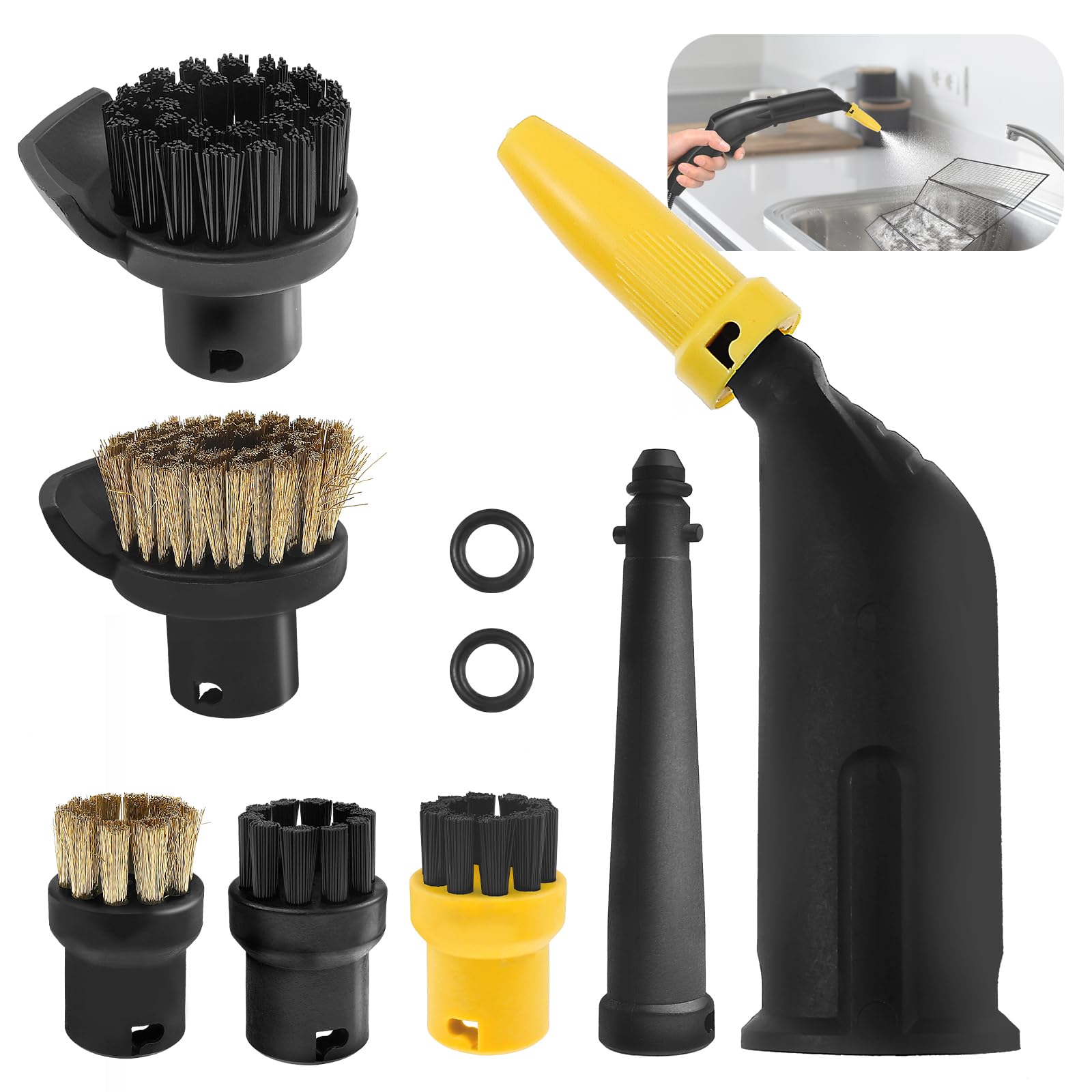 10 Pcs Steam Cleaner Attachments, Steam Cleaner Brush Head, Nylon Plastic Steam Cleaner Accessories for SC1 SC2 SC3 SC4 SC5, Brush Nozzle for Cleaning Seam Corner Edge