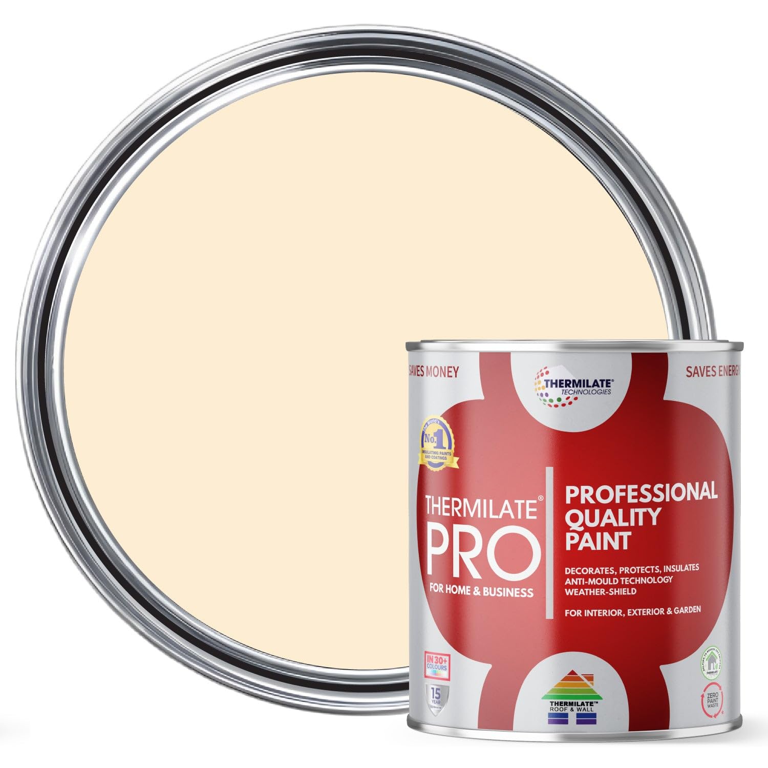 Thermilate PRO FLEX Interior & Exterior Paint - Professional Multi-Surface Paint & Primer for All Walls, Wood, Furniture, Kitchen Cupboards & Garden | All-in-One - Londons Magnolia - 2.5L - Matt โ image 1