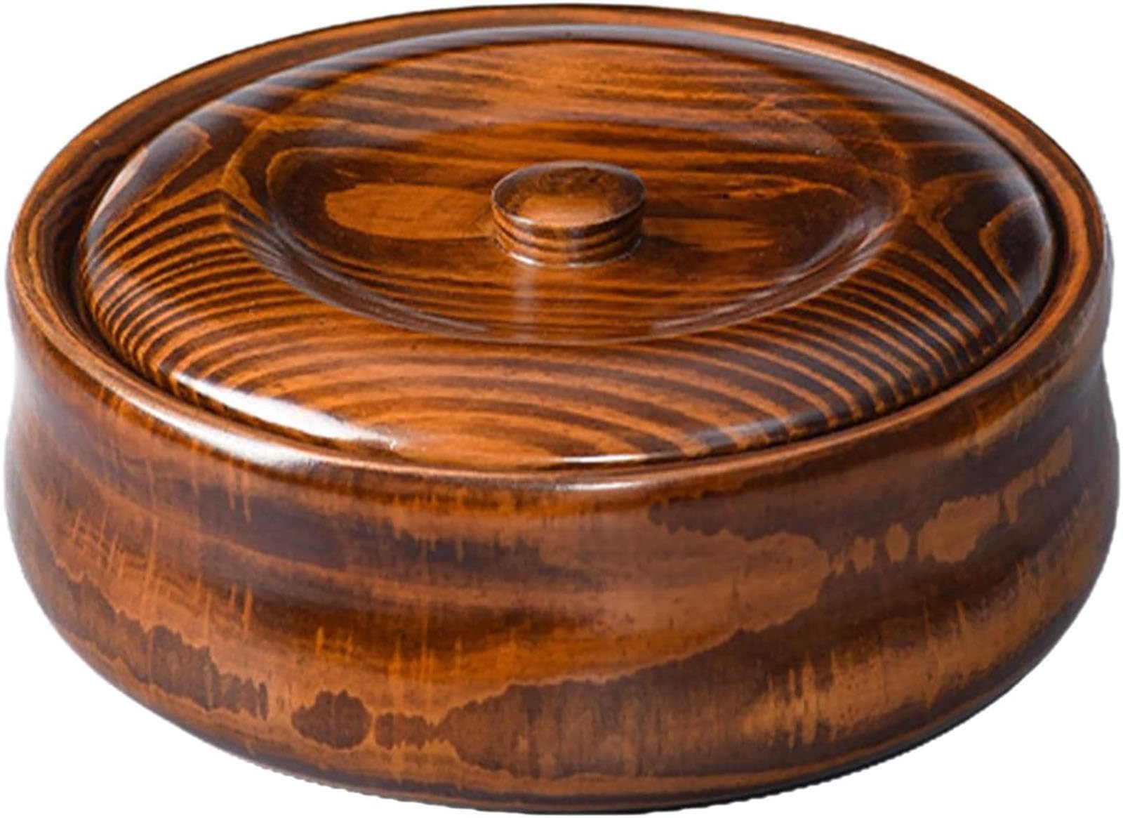 Cuenco de Madera con Tapas Decoración del hogar Cuenco de Ramen de Madera para Cocina para Sopa Cereal Guardián Almacenamiento para Ensalada,23cmx7.5cm
