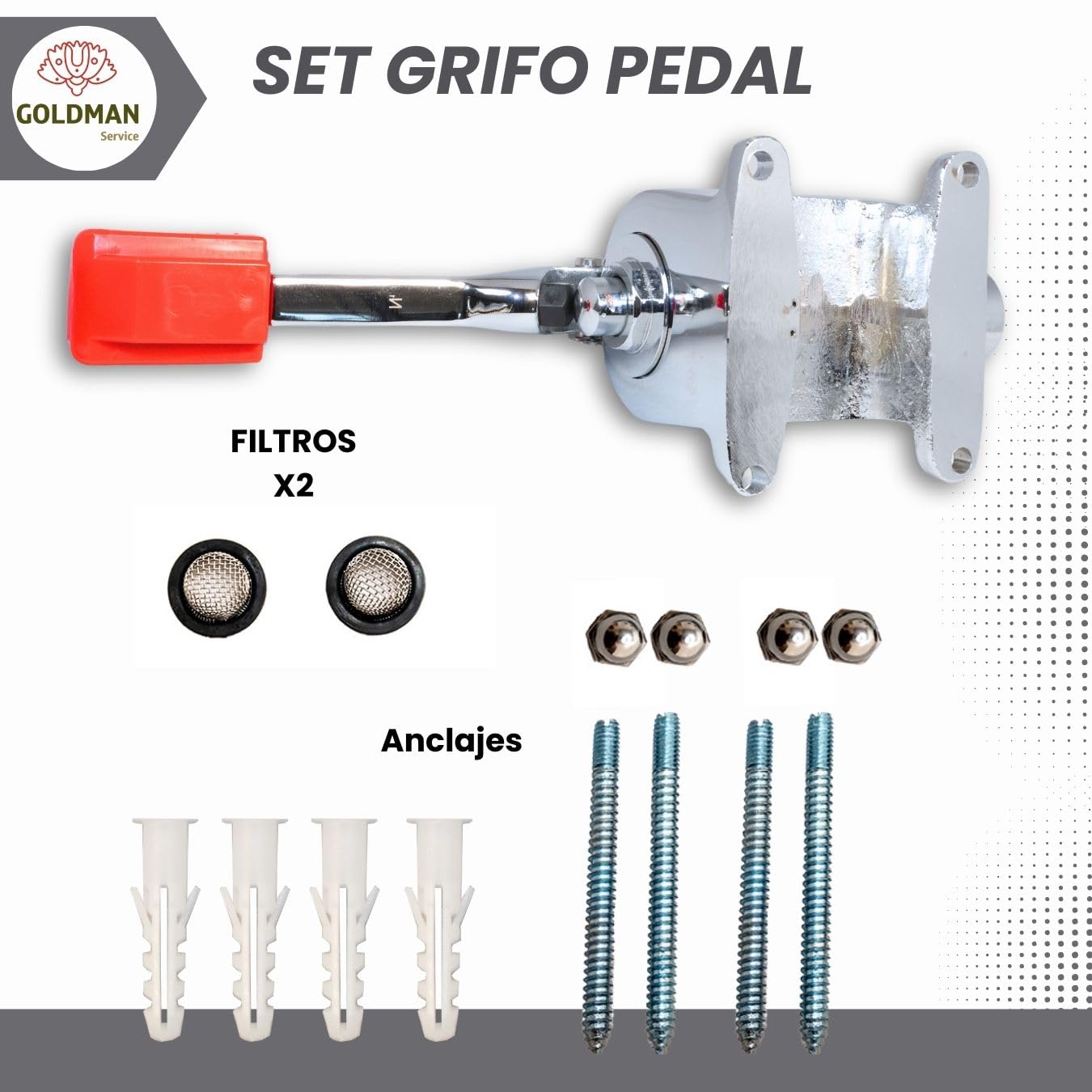 GOLDMAN SERVICE | Grifo Pedal Simple Mezclador Regulable de Pie Dos Aguas Fría - Caliente | Usos Fregaderos Cocinas Industriales Hostelería y Sanitarios