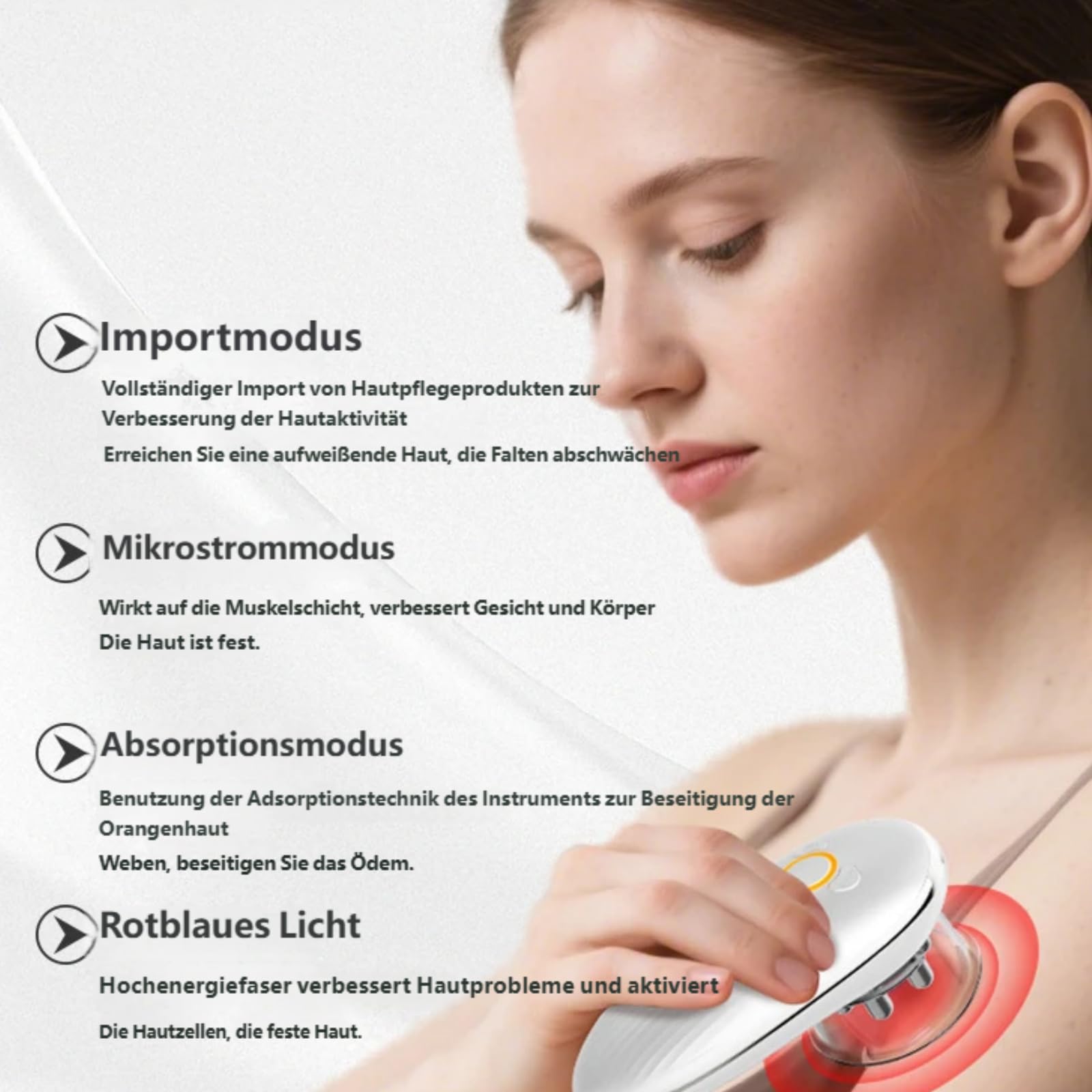 Cellugone 3.0 - sichtbar glattere Haut & definiertere Konturen in wenigen Wochen，Drei-in-Eins-Massagegerät mit Schröpfmassage, EMS und Rotlichttherapie-Funktionen