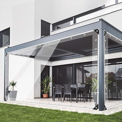 Cortina transparente para exteriores, 20 onzas, cortina de PVC Vinly para exteriores, cortina resistente a la intemperie, para pérgola, porche,