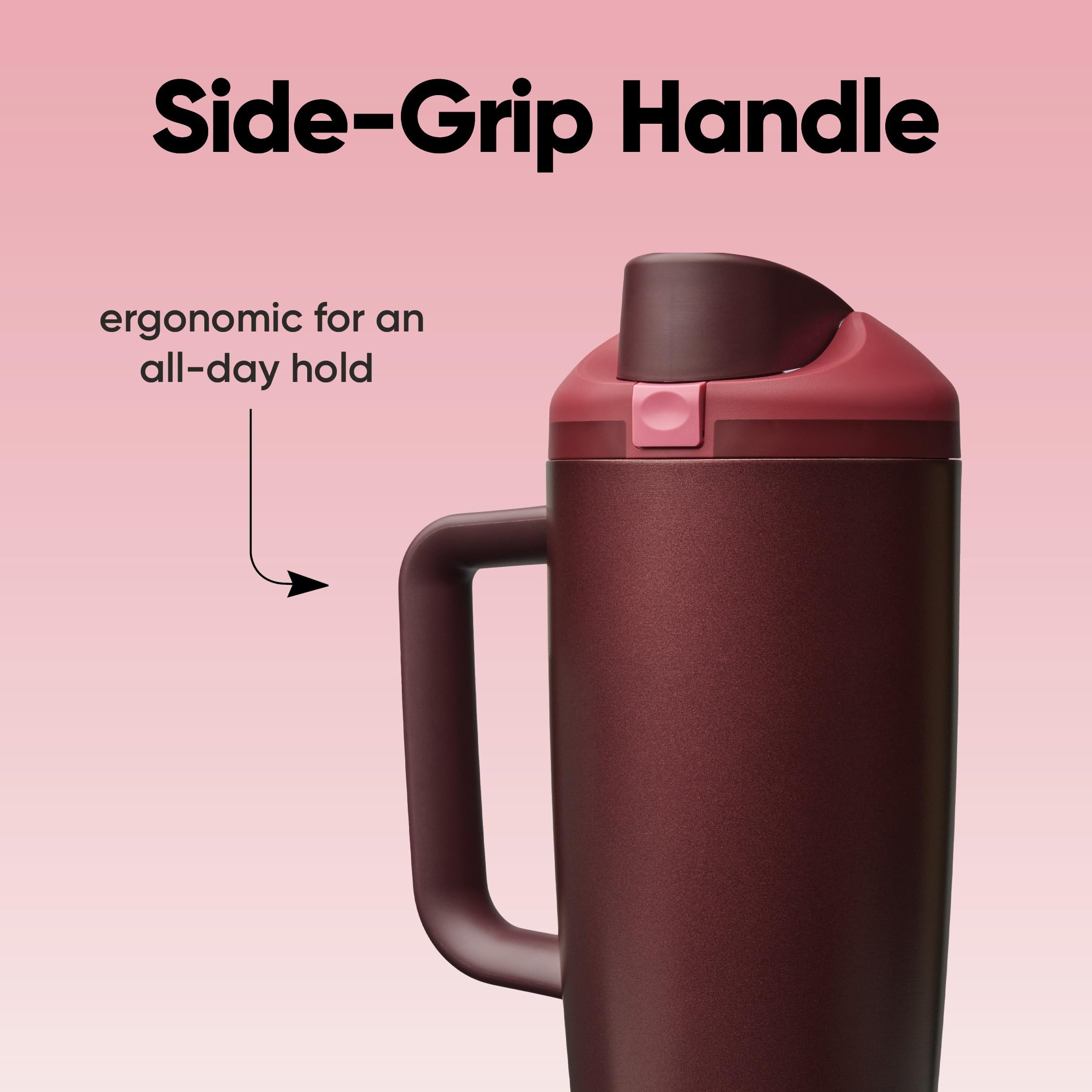 Owala FreeSip Tumbler Edelstahl-Trinkflasche, 890ml, Black Cherry