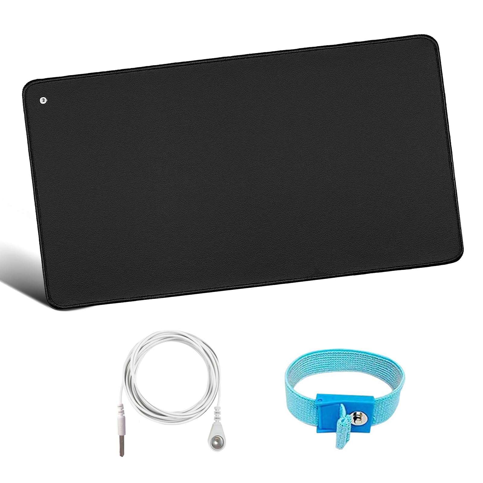 Grounding Mat Kit- Universal Grounding Pad with Grounding Wristband and 15ft Grounding Cord, Grounding Mat for Improve Sleep and Reduce Inflammation, for Desk, Computer and Pet