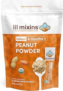Lil Mixins Early Allergen Introduction, Peanut | Stage 1-3, For Ages 4 Mo -12 Mo. | Individual Packets, 2 Month Supply