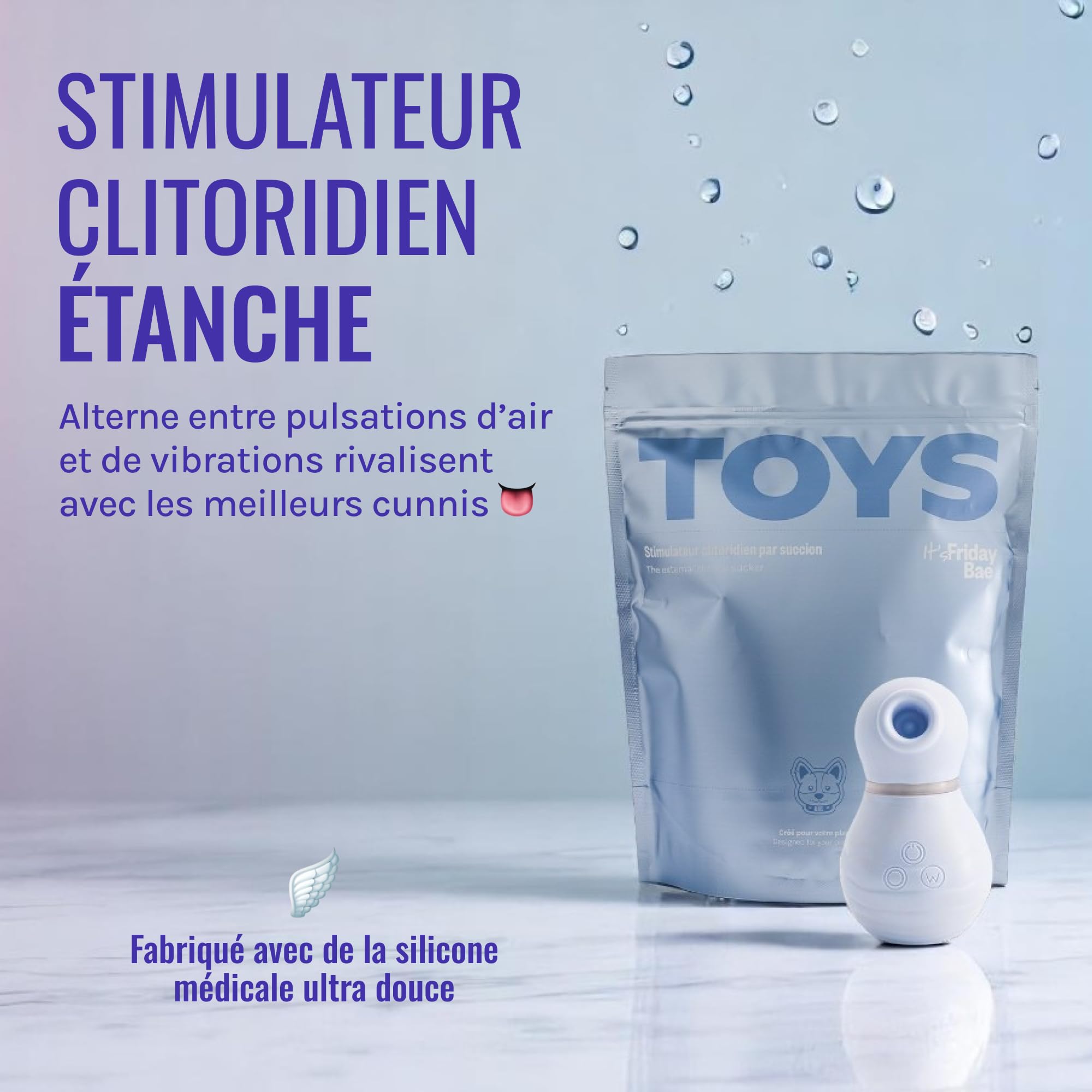 Vibratore, potente donna clitoridea, 9 modalità di aspirazione e pulsazioni – Sex-Toy Silicone Medico Morbido e Impermeabile – Succhiatore Clitoridiano per piacere intenso – Made in France