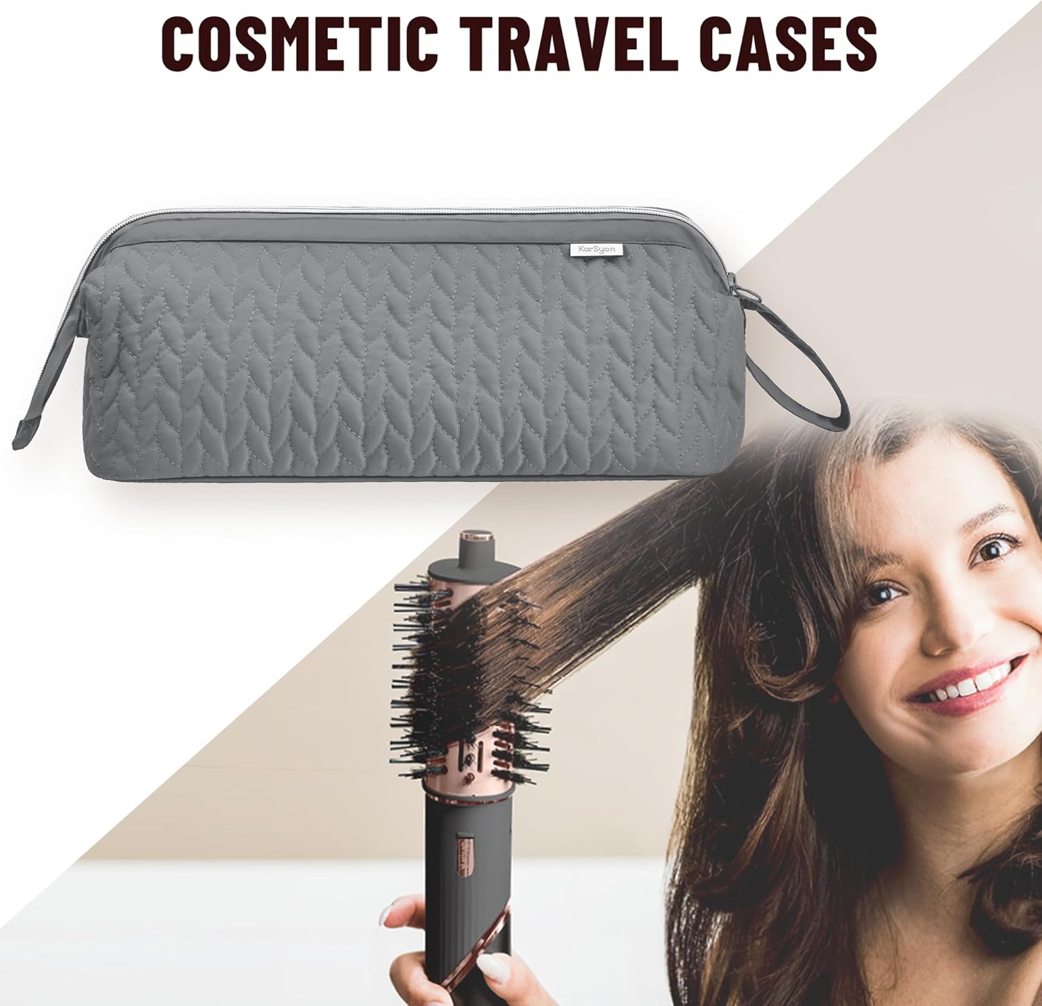 Shark Flex Style Case for Dyson Airwrap Hair Dryer Brush Revlon Hair Tools Travel Bag Carrying Case Flat Curling Iron Organizer (Grey) - Image 7