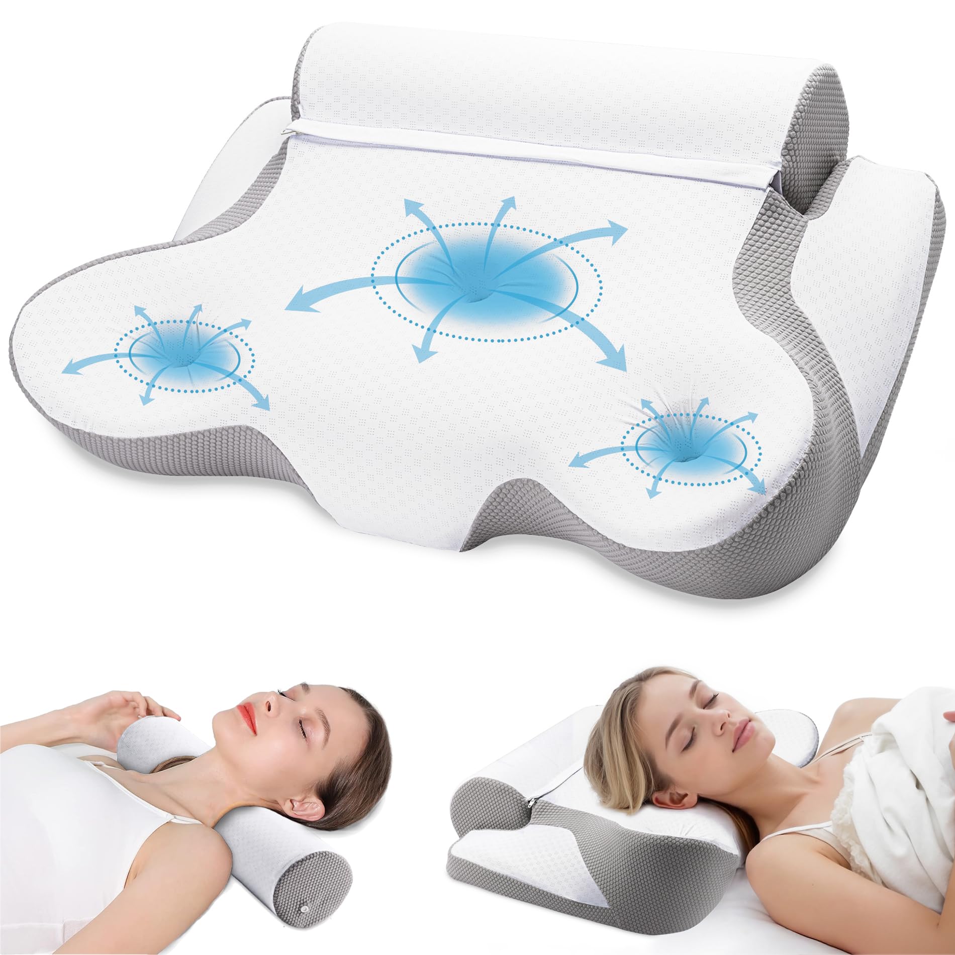 Cuscino Cervicale Ortopedico A Farfalla – Schiuma Memory Ad Alta Densità, Ergonomico, Con Fodera Lavabile, Per Dormienti Laterali, Supini E Proni