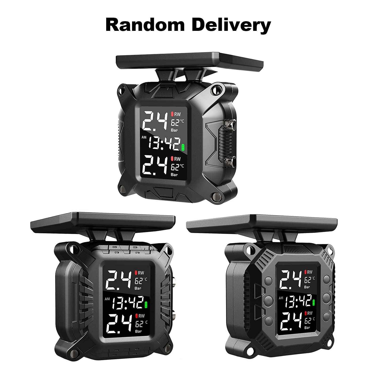 Reifendruckdetektor, Reifendruckkontrollsystem TPMS für Motorräder Solar Wireless Charging IP67 Wasserdicht mit 2 externen Sensoren TPMS Echtzeitanzeigen 2 Reifendruck und Temperatur