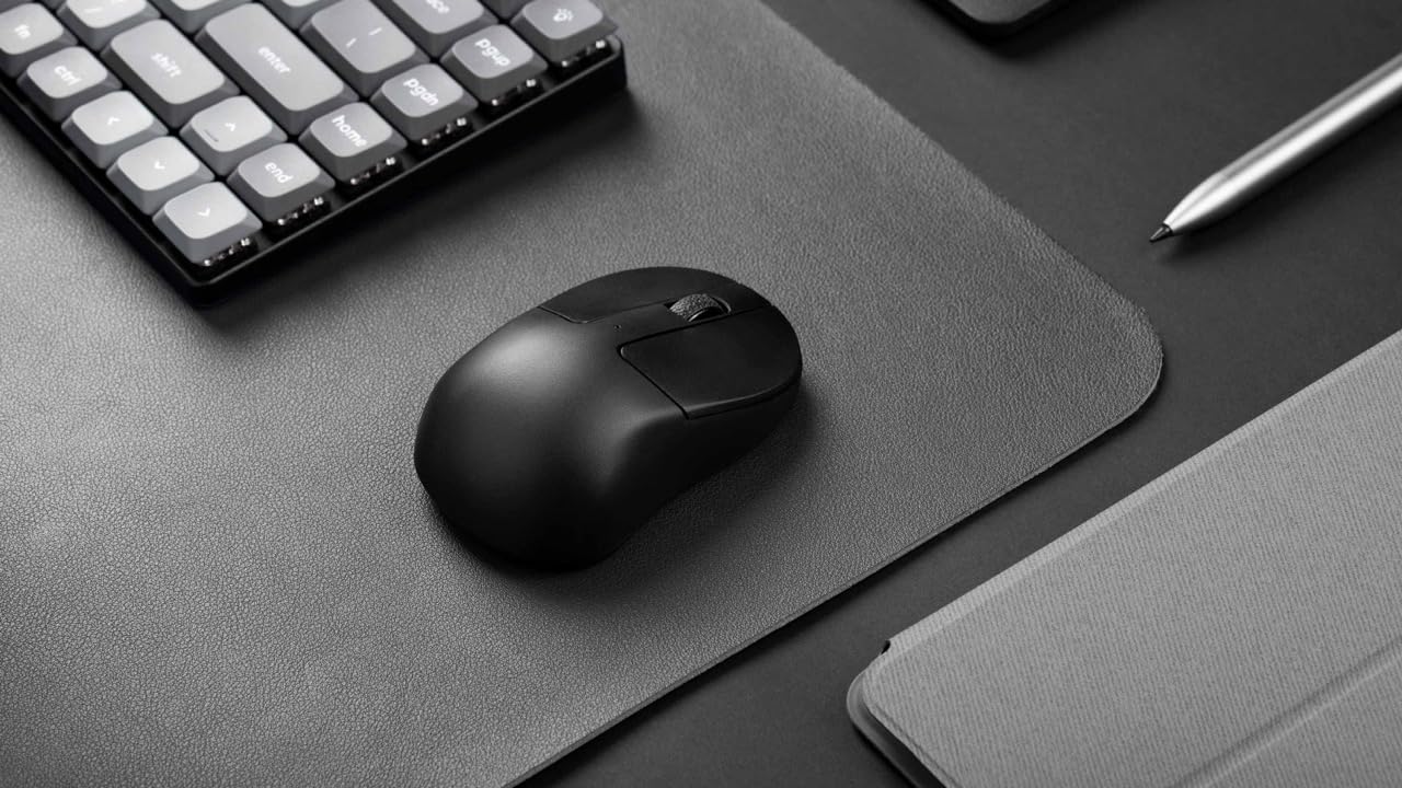 Keychron Ratón inalámbrico M4, sensor PixArt 3395 con botón macro programable 26.000 DPI, 4000 Hz, 2,4 GHz, Bluetooth 5.1, 35 g, diseño ergonómico ultraligero, color negro