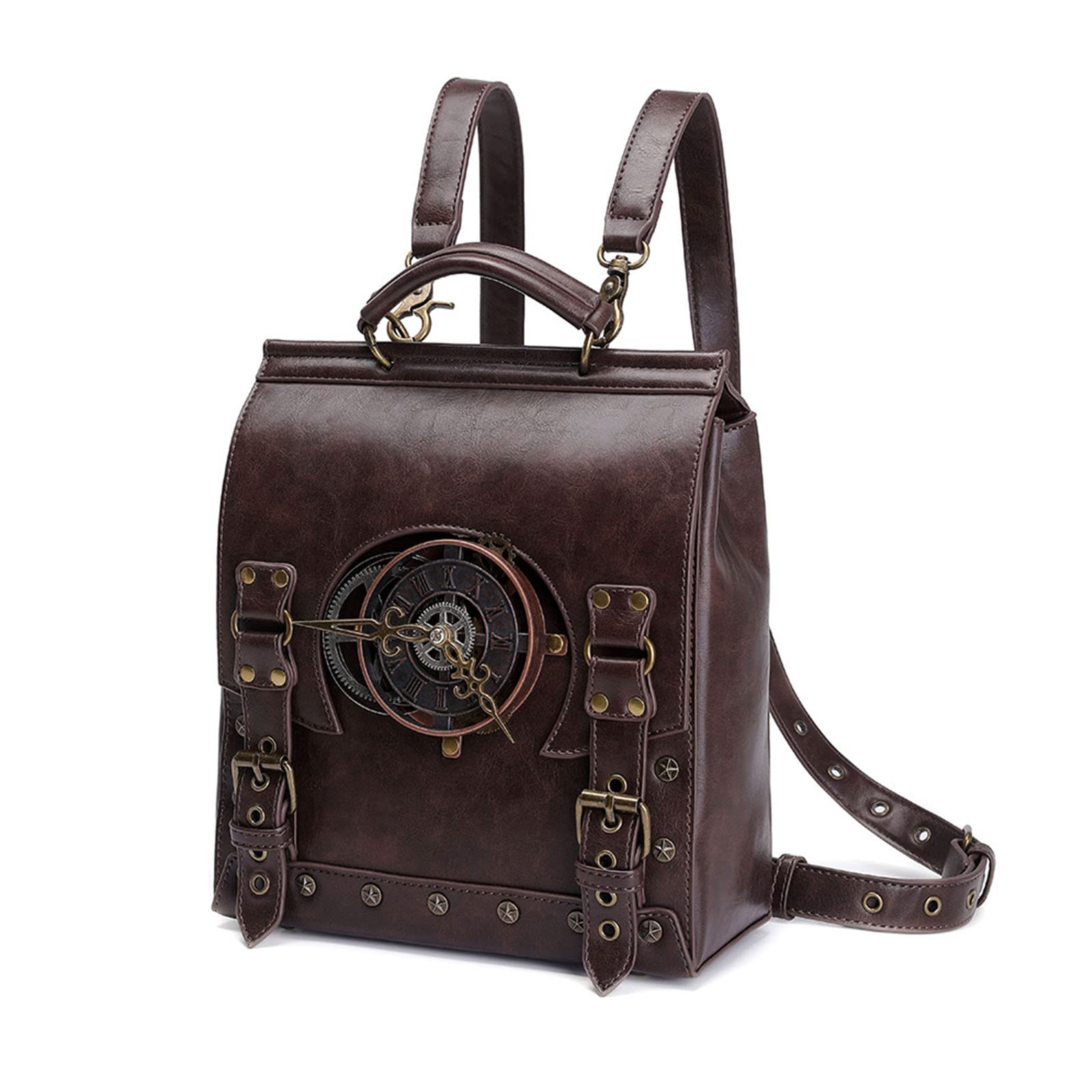 Zaino da donna in pelle PU Zaino per laptop vintage Studenti Scuola Weekend Zaini da viaggio Punk Casual Vintage Laptop per donne Zaini da viaggio Femminile Pelle PU